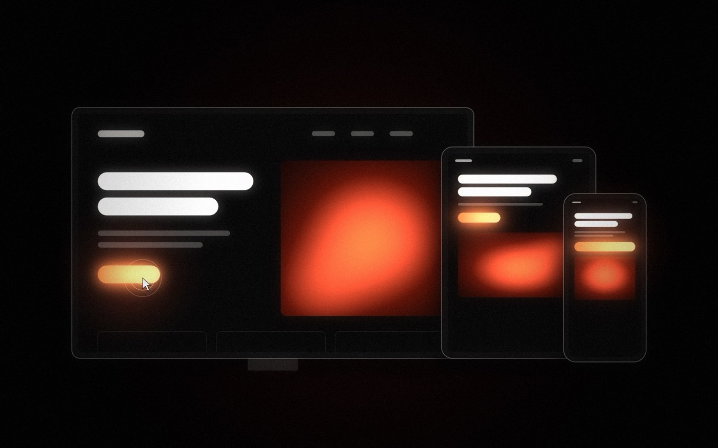 Landing page shown on desktop, tablet and phone